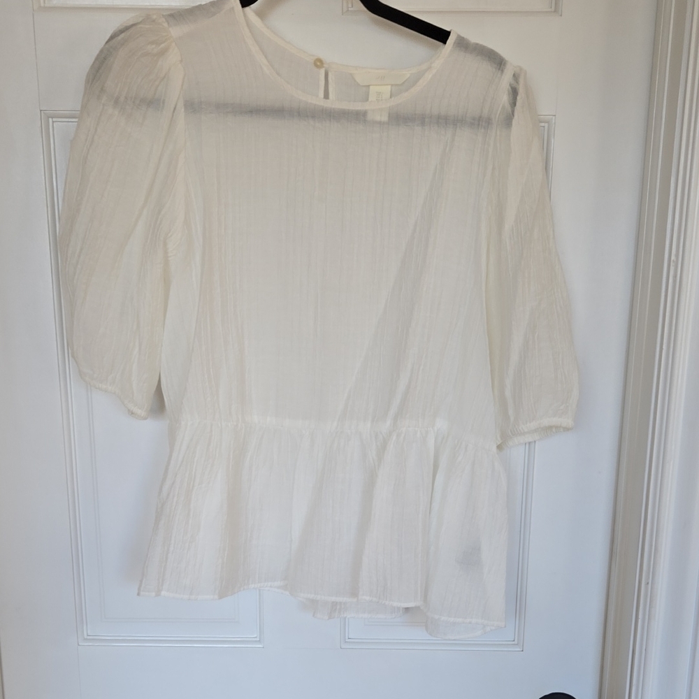 H&M Cream Peplum Blouse